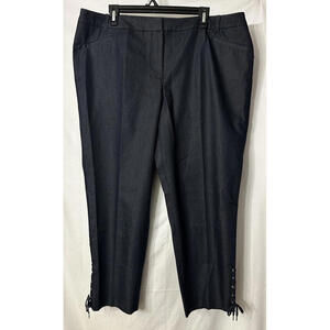 NWT Talbots Womens Dark Blue Elastic Waist Strecth Crop Capri Pants Plus 18WP